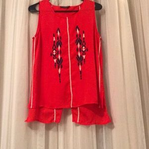 THML Aztec embroidered open back tank